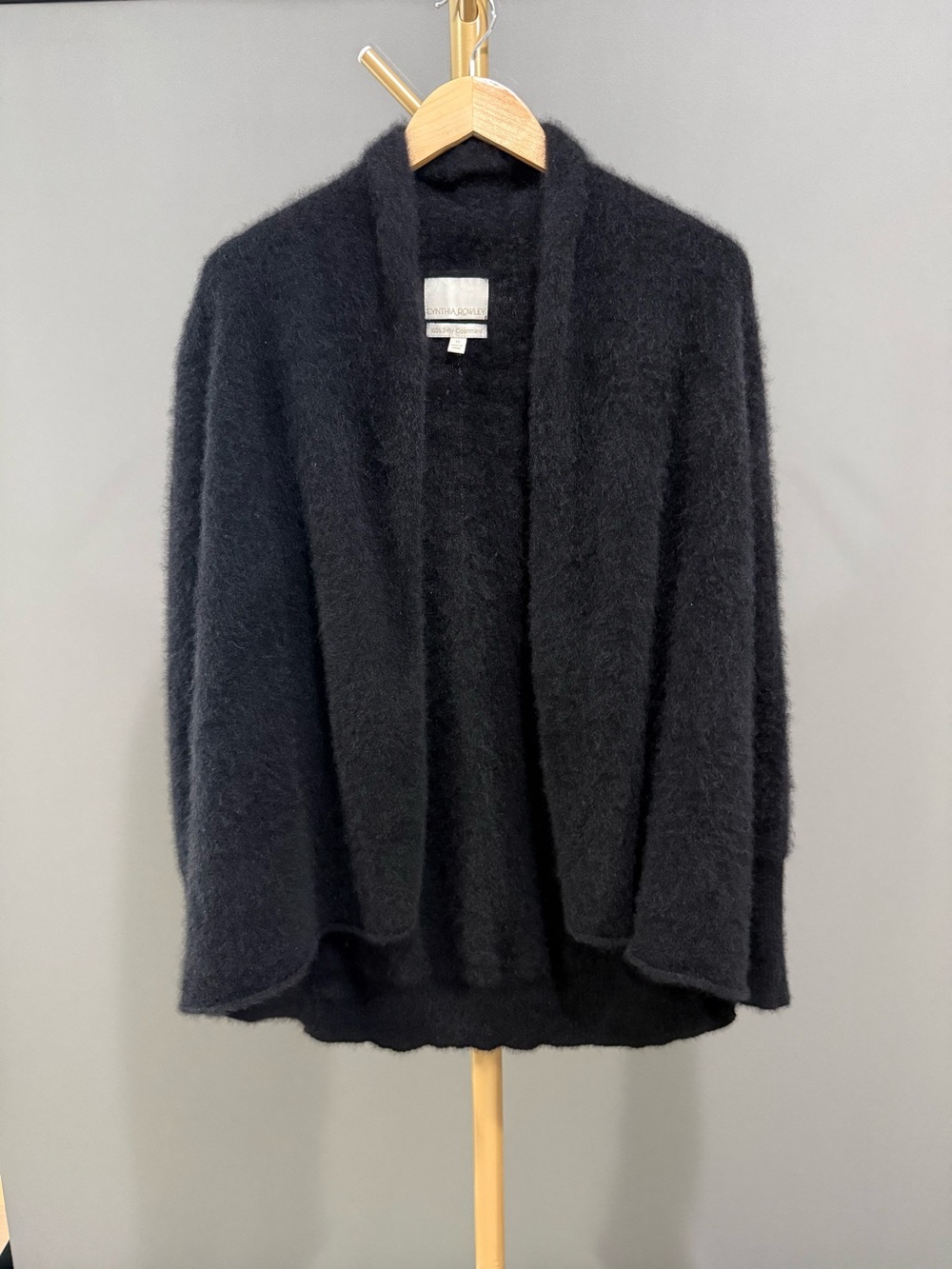 Cynthia Rowley 100% Cashmere Open Front Cardigan Black Plus Size 1X